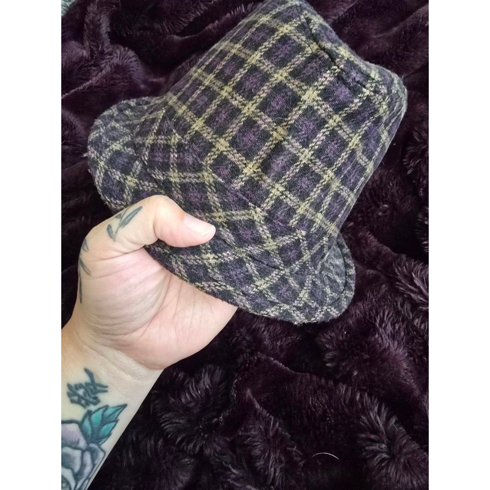 Women's Vintage Plaid Fedora Hat One Size Purple Beige